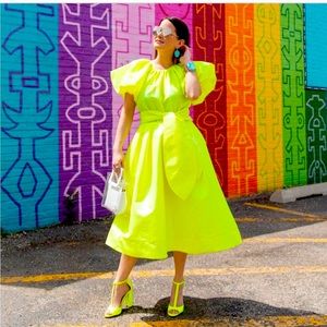 Christopher John Rogers Metallic Yellow Dress, NWT, Large